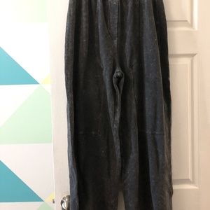 Wide leg denim look pants